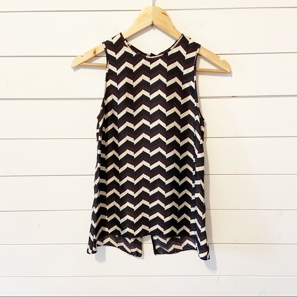 Rag&bone | 100% Silk Sleeveless Chevron Pattern Blouse Size xxs